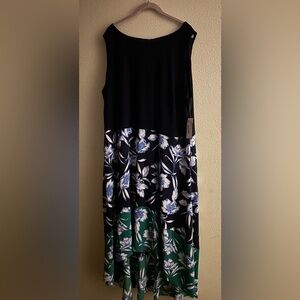 Floral Navy and Green Sleeveless Dress